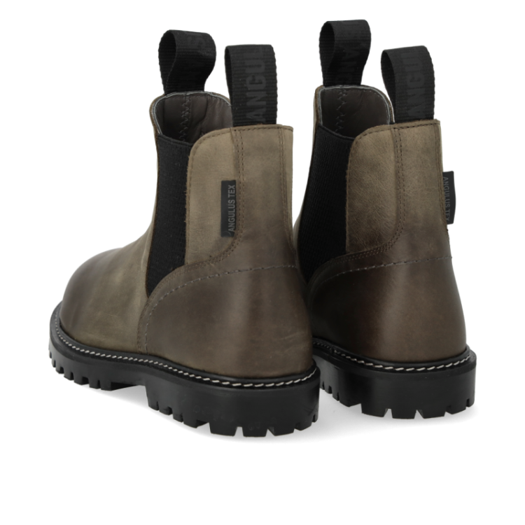chelsea boot with brogue pat dark olive blac