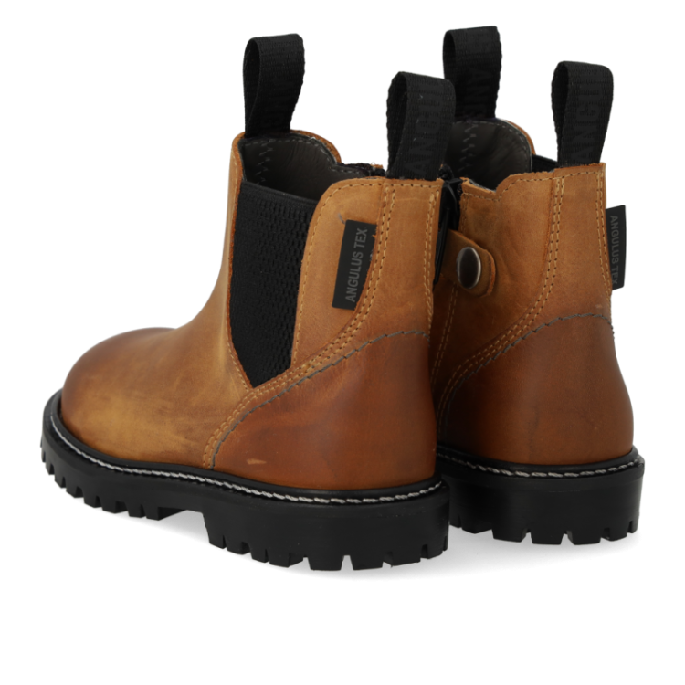 chelsea boot with brogue pat cognac black
