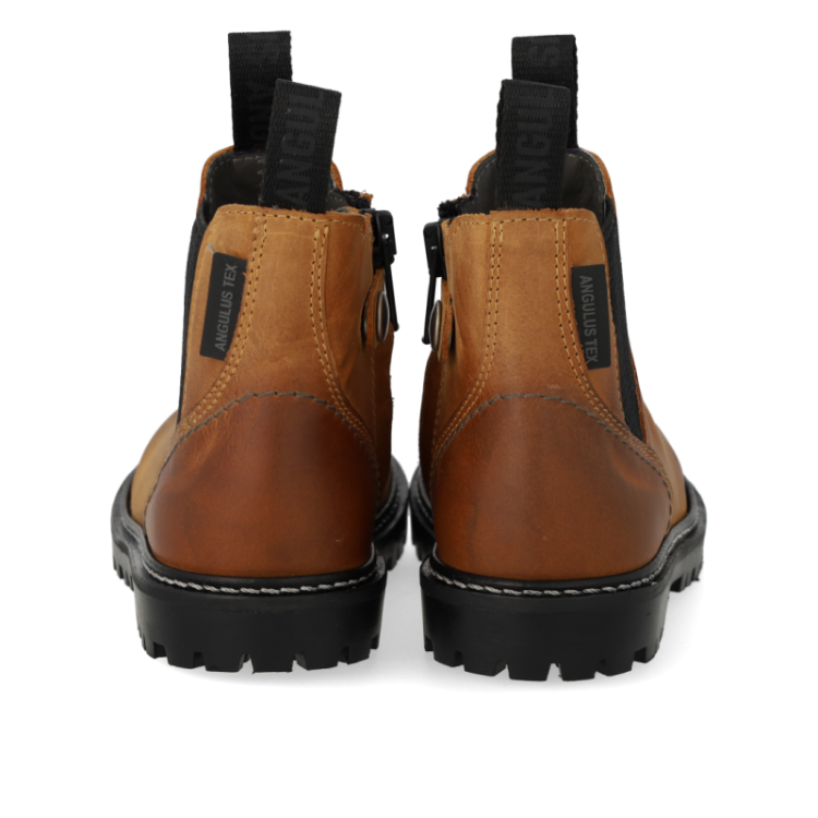 chelsea boot with brogue pat cognac black