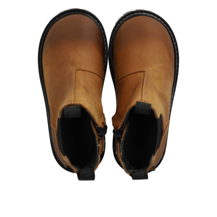 chelsea boot with brogue pat cognac black