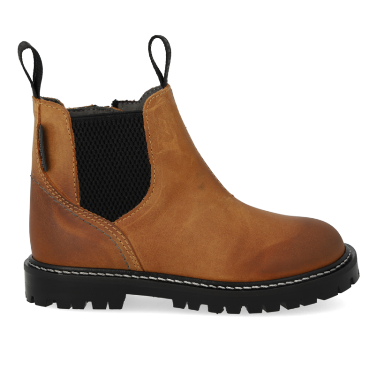 chelsea boot with brogue pat cognac black