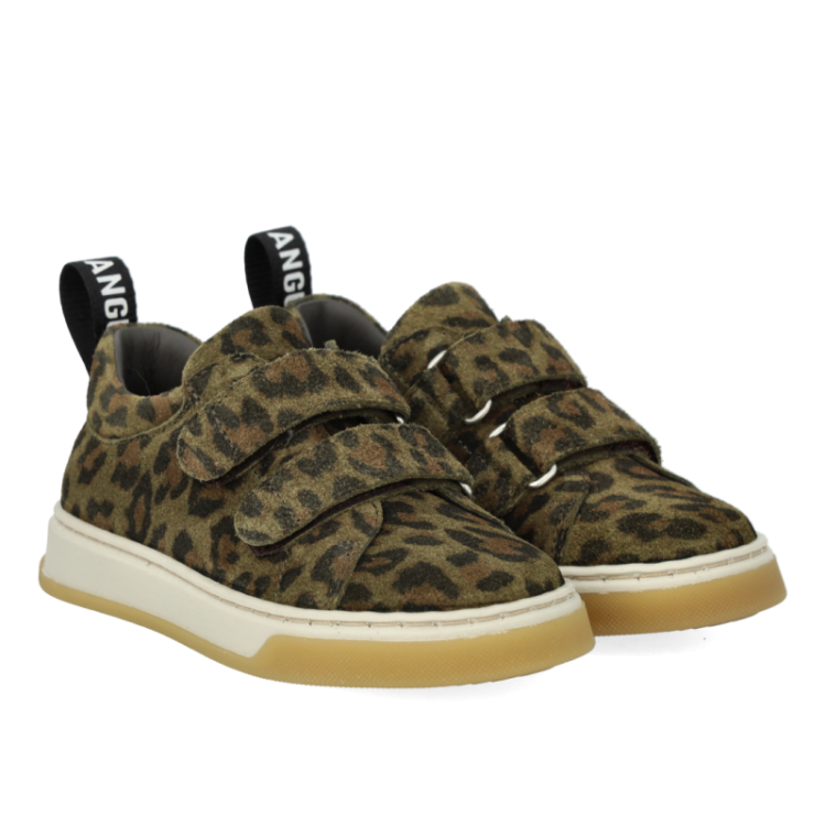 suede sneaker with logo strop green leo