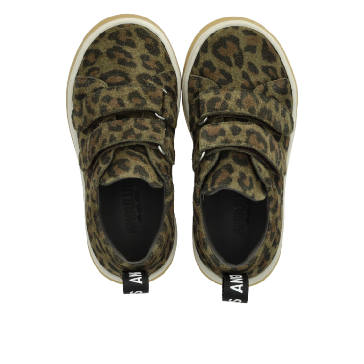 suede sneaker with logo strop green leo