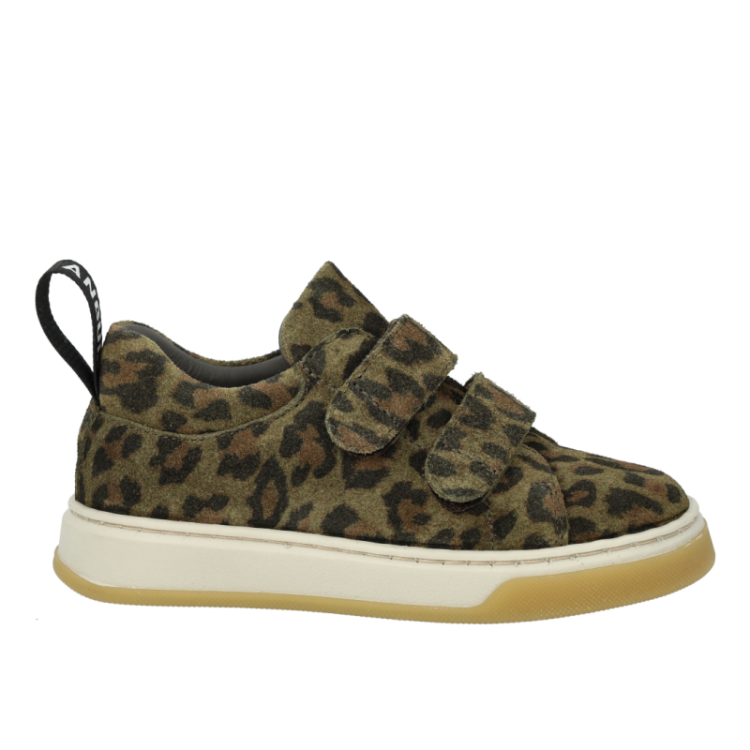 suede sneaker with logo strop green leo