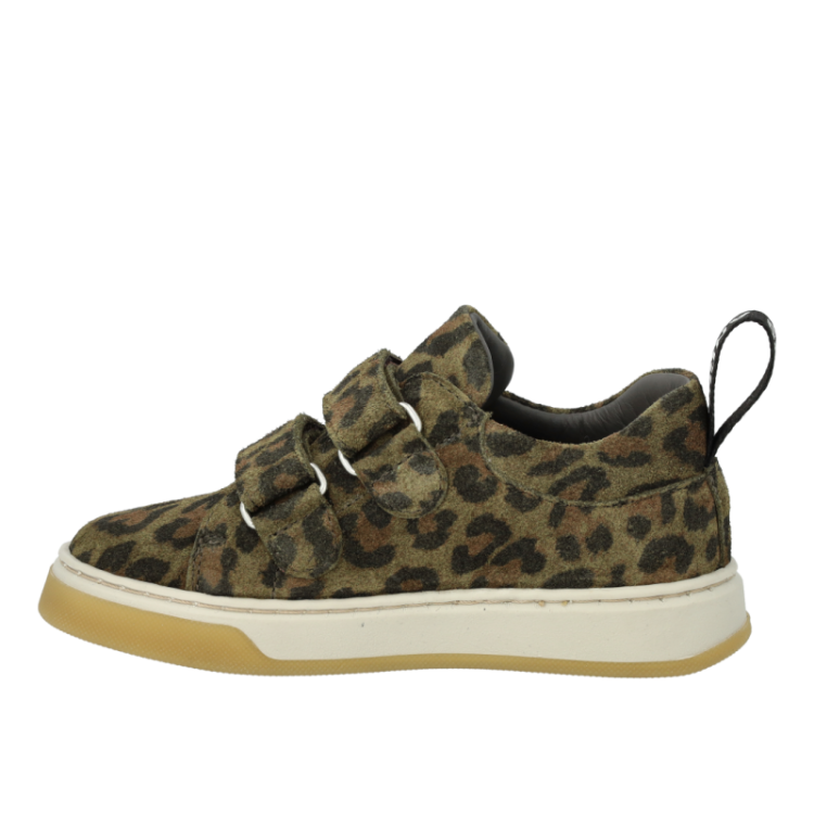 suede sneaker with logo strop green leo