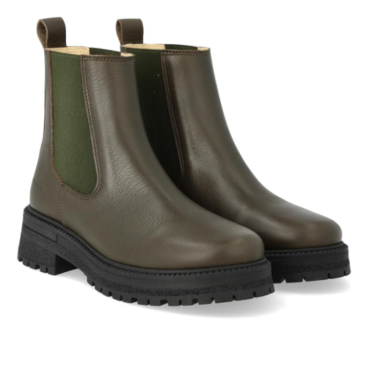 chelsea boot with track sole olive