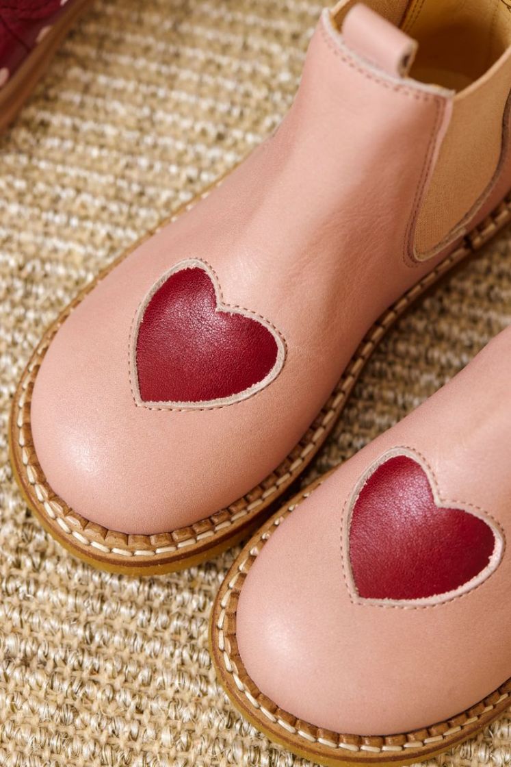chelsea boot with heart rosebud berry