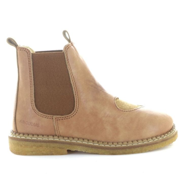 chelsea boot with heart tan cognac glit