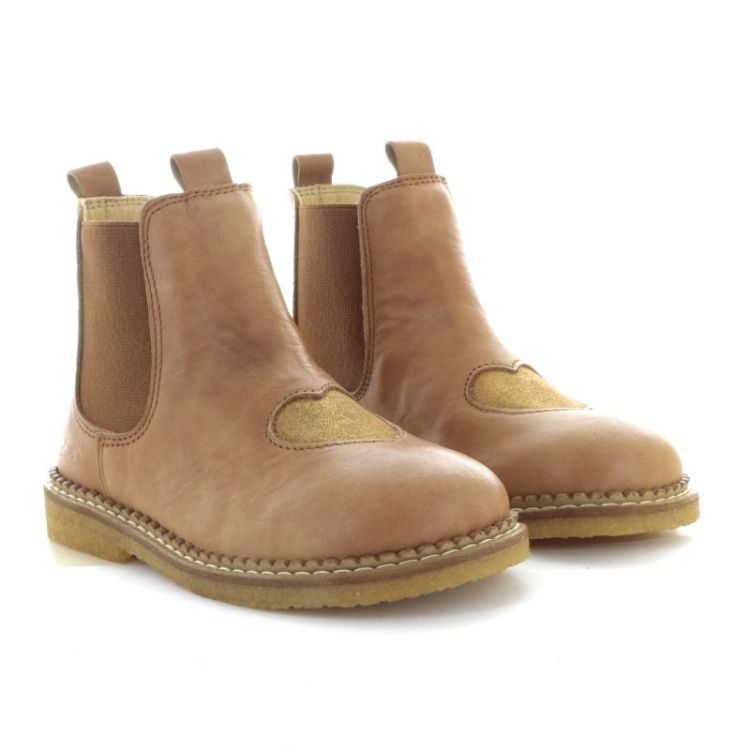 chelsea boot with heart tan cognac glit