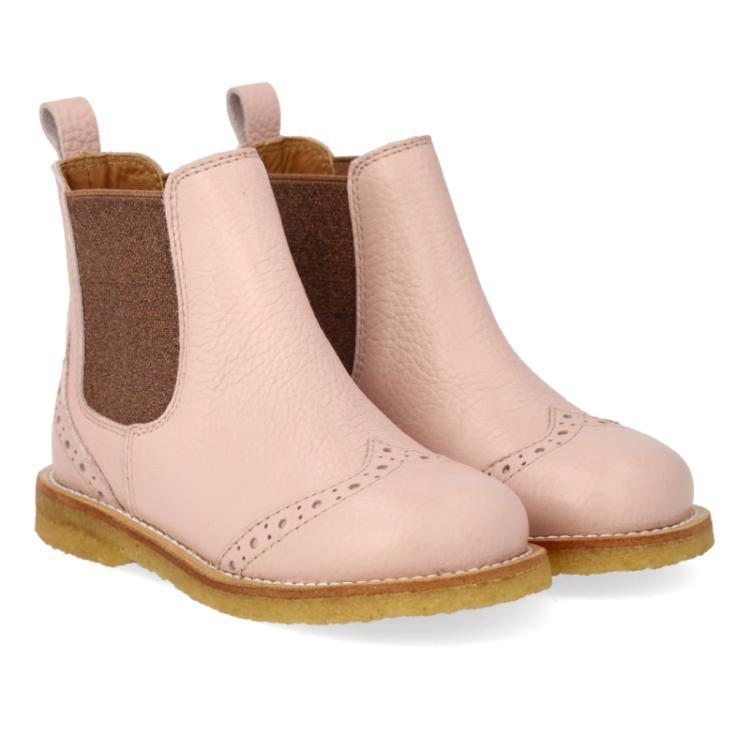 chelsea boot with brogue rosebud cognac