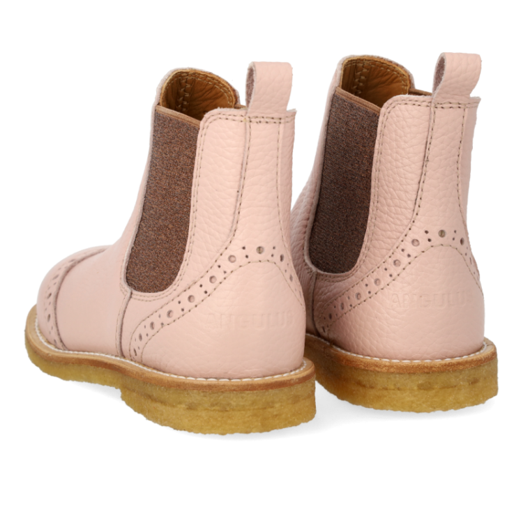 chelsea boot with brogue rosebud cognac