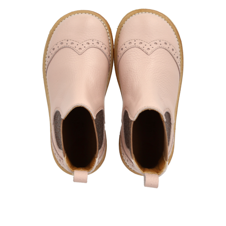 chelsea boot with brogue rosebud cognac