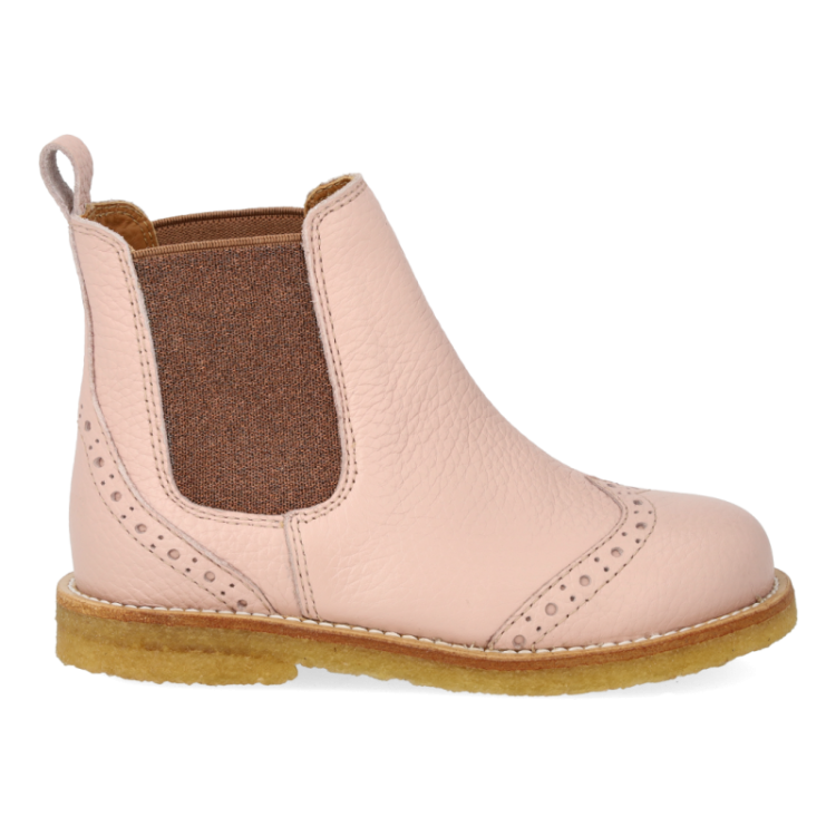 chelsea boot with brogue rosebud cognac