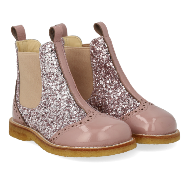 chelsea boot w brogue lace pat faded rose