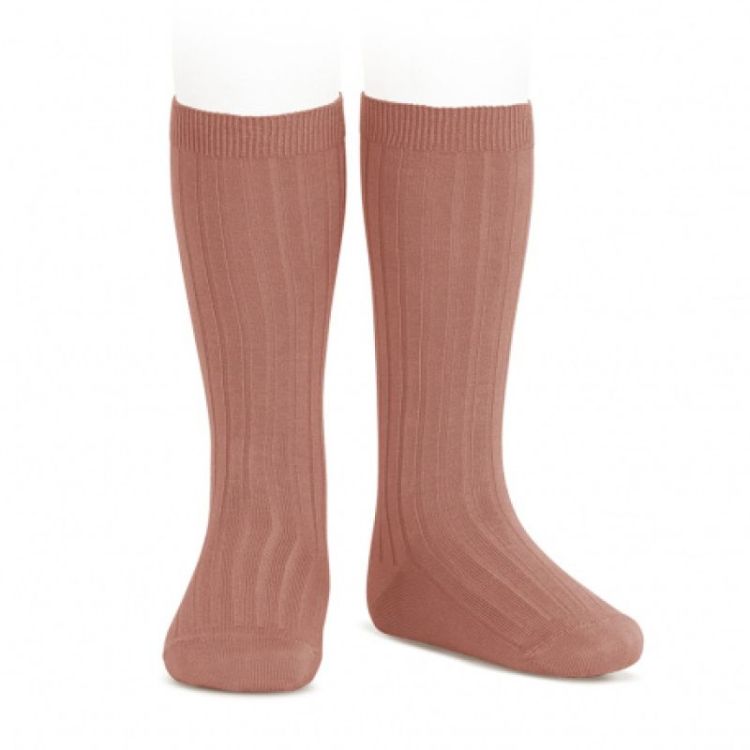 basic rib knee high socks 126 terracota
