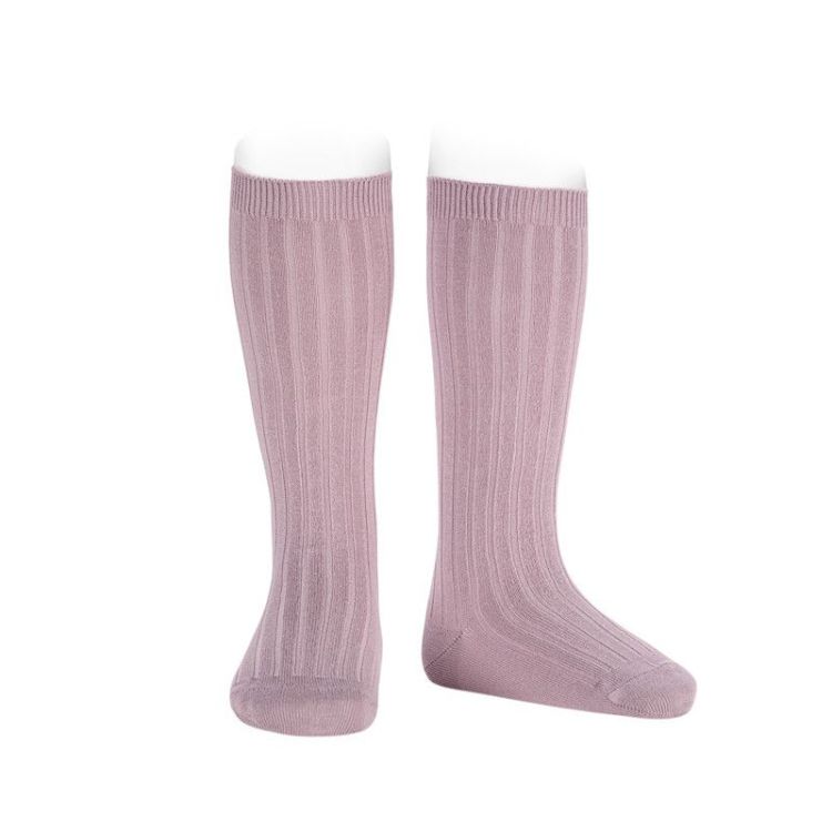 basic rib knee high socks 130 pearl