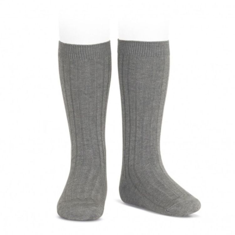 basic rib knee high socks 230 light grey