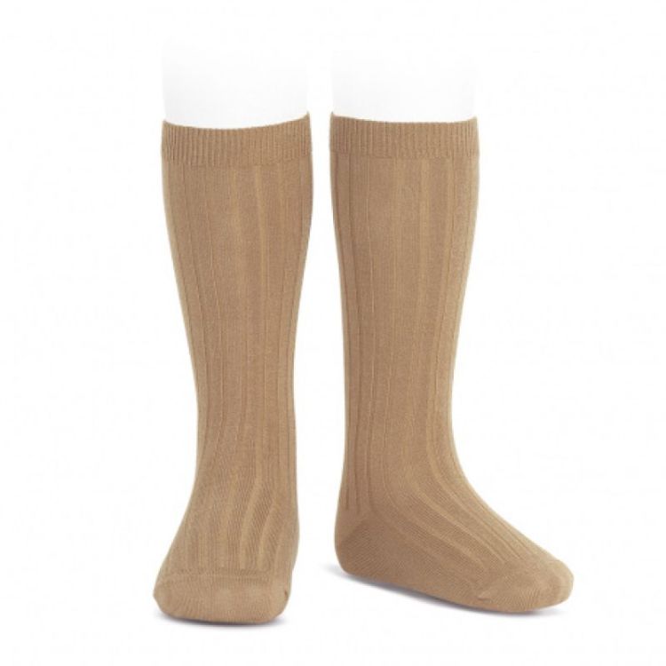 basic rib knee high socks 326 camel