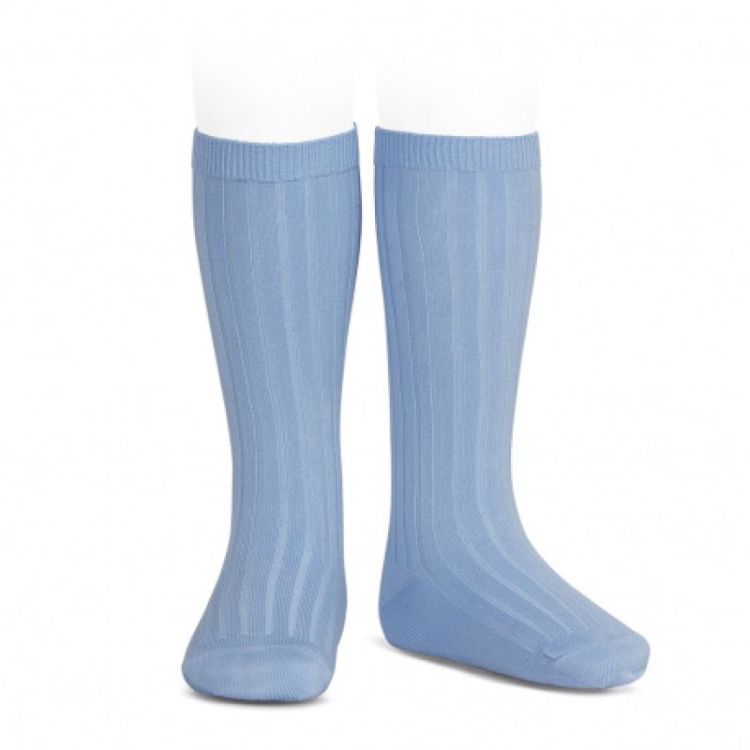 basic rib knee high socks 446 bluish