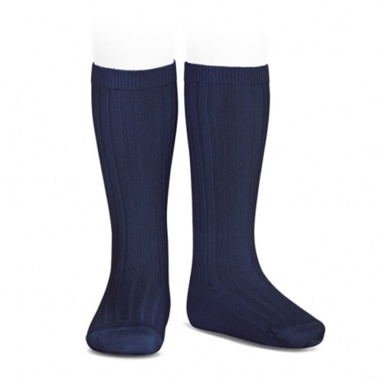 basic rib knee high socks 480 navy blue