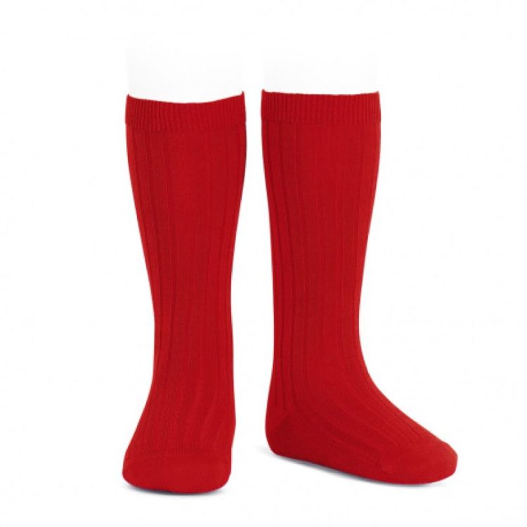 basic rib knee high socks 550 red