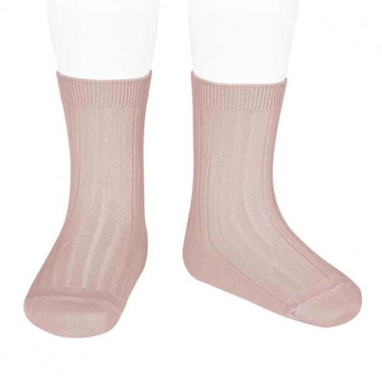 basic rib short socks 544 old rose