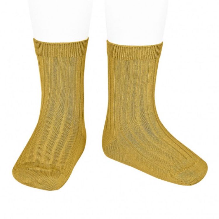 basic rib short socks 629 mustard