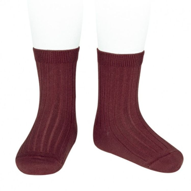 basic rib short socks 575 garnet