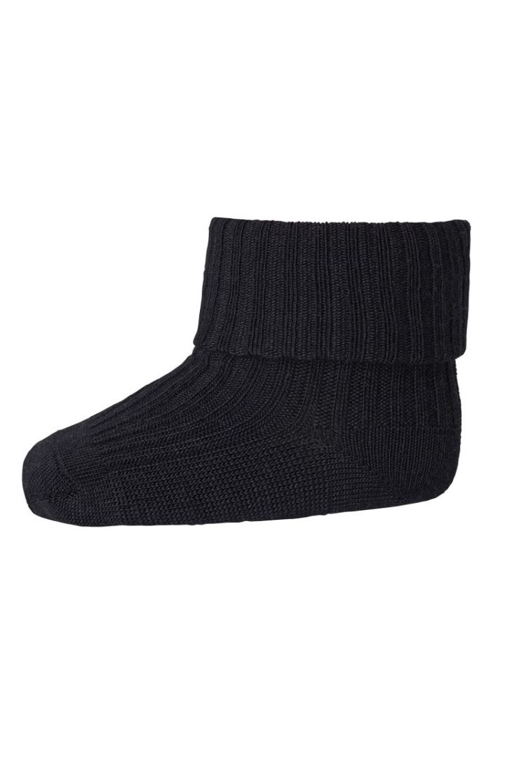 Wool rib baby socks 8 Black
