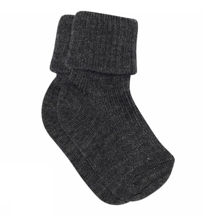 Wool rib baby socks 497 dark grey M