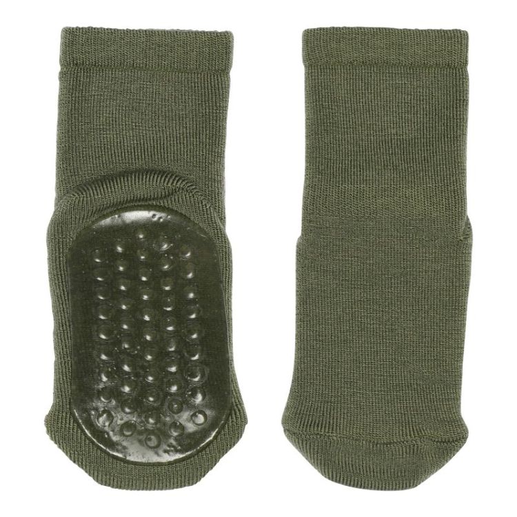 Wool socks - anti-slip 1235 Olivine