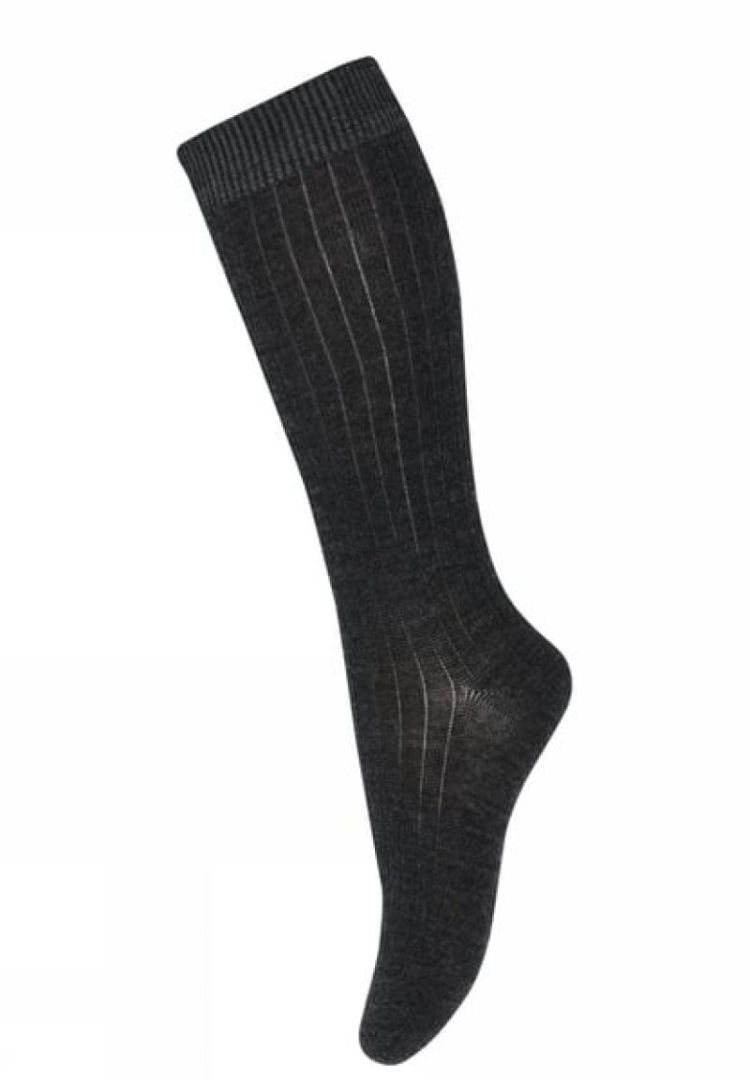 Wool rib knee socks 497 Dark Grey M