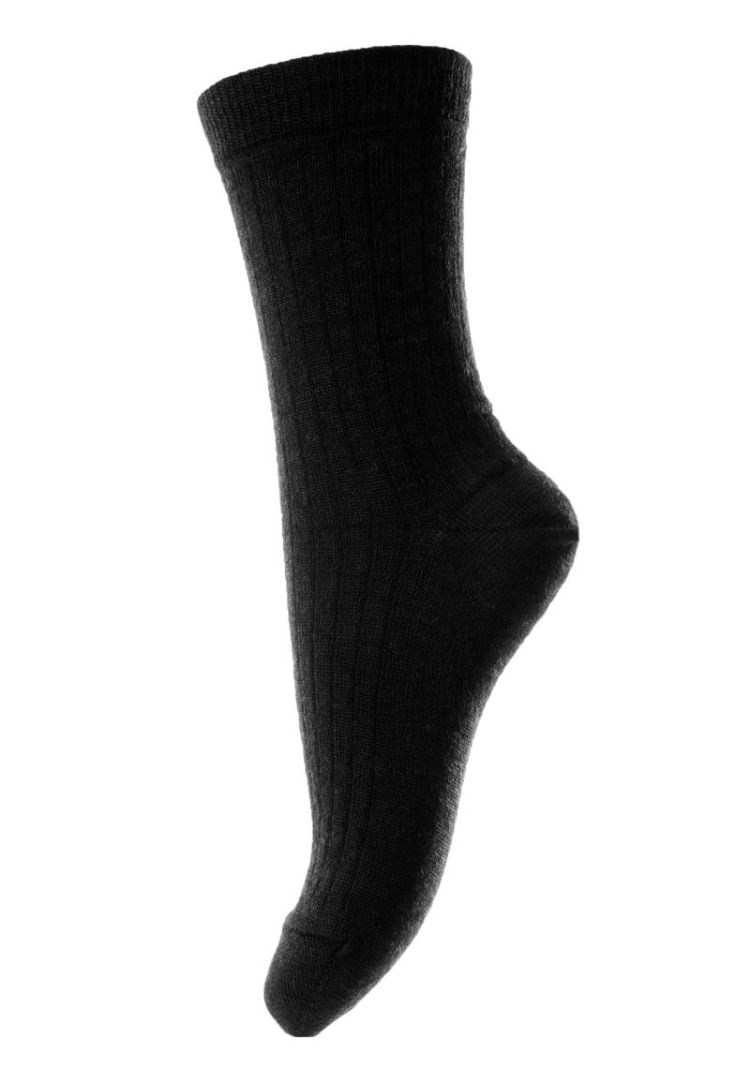 Wool rib socks 8 Black