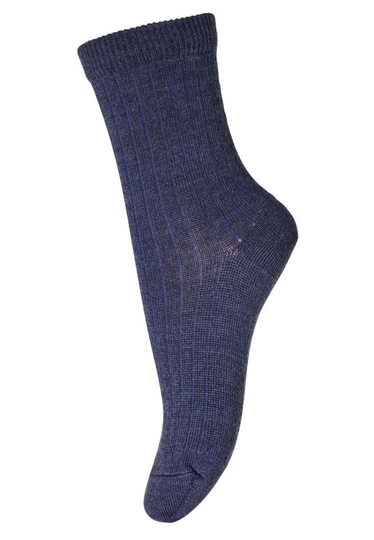 Wool rib socks 498 Dark Denim