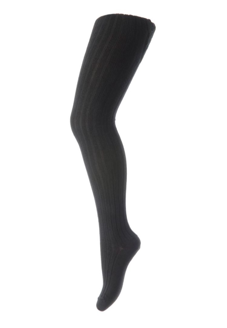 Cotton rib tights 8 Black