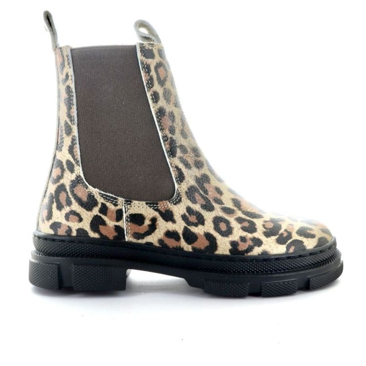 Ankle boot with elastic & zip beige leo