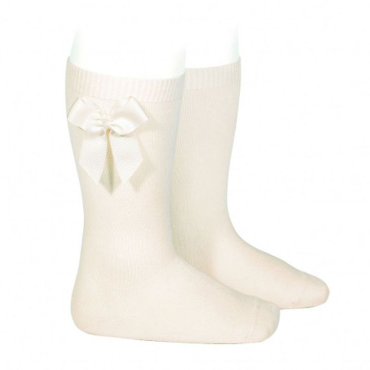 katoen kniekous met strik 303 beige