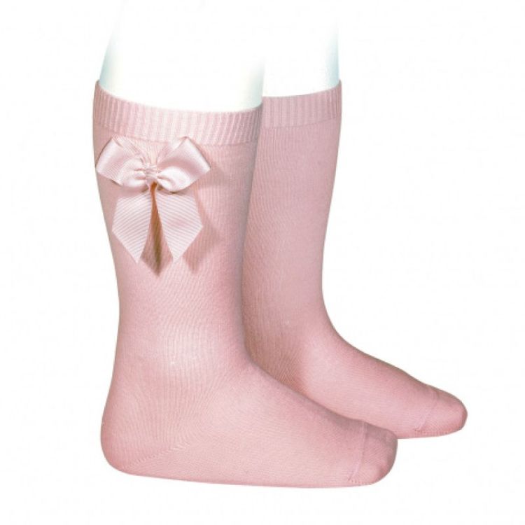 katoen kniekous met strik 526 pale pink