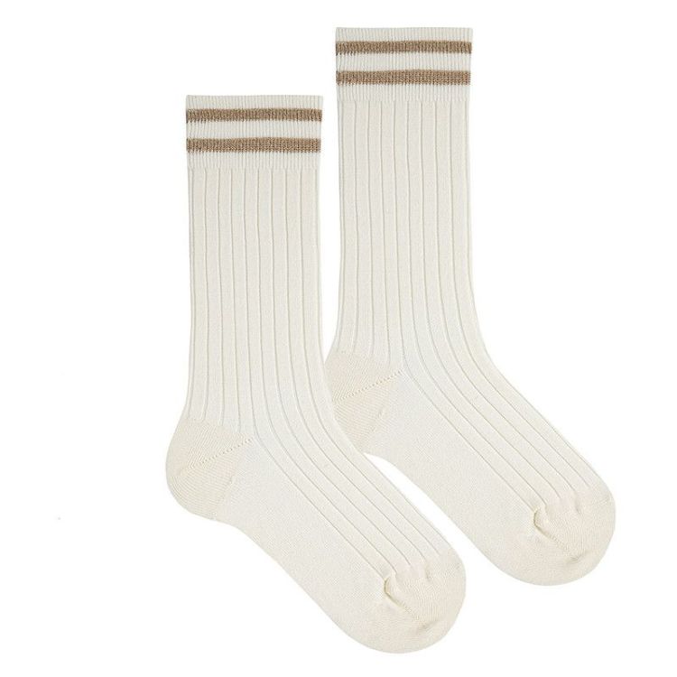 RIB KNIEKOUS 2 GLITTER STREPEN 303 beige