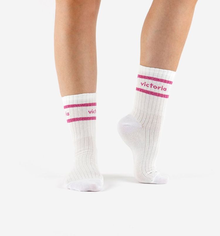 sportsokken met glitter fuxia