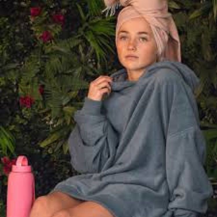poncho in badstof blue