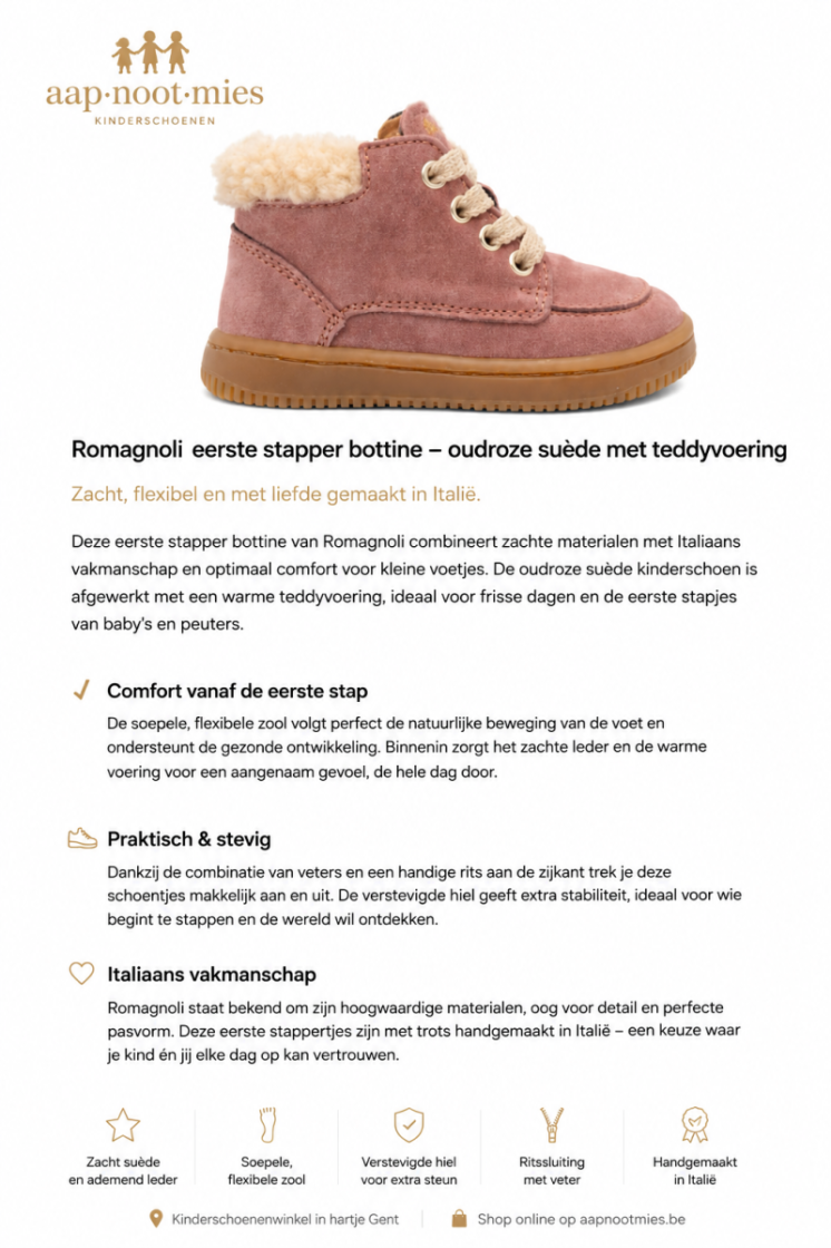 Bottine voor eerste stappers 016 rosa anti