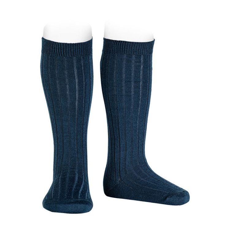Merino rib knee socks 948 navy