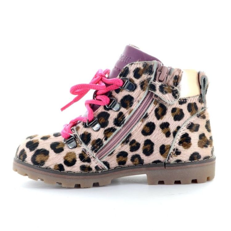 stoere boots rits en veter leopard rosa